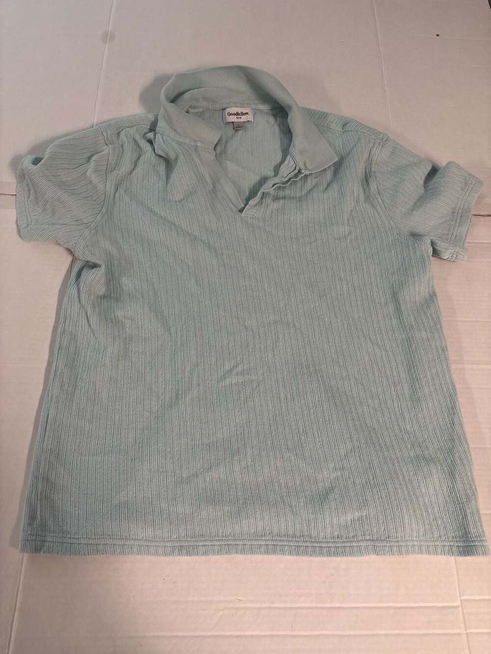 Goodfellow & Co Light Green Ribbed Polo Shirt Mens Large